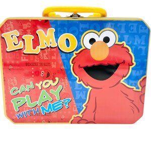 Sesame Street Elmo Metal Lunch Box Fun Colors Blue Red Yellow Kid Collectible